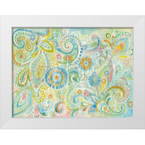 Spring Dream Paisley White Modern Wood Framed Art Print by Nai, Danhui