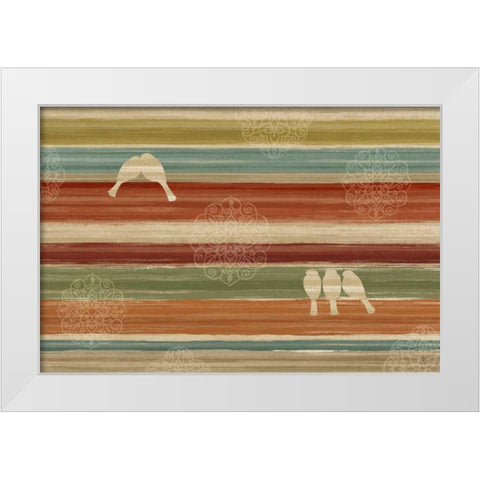 Mumbai Rainbow Birds I White Modern Wood Framed Art Print by Daphne, Brissonnet