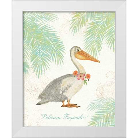 Flamingo Tropicale I White Modern Wood Framed Art Print by Schlabach, Sue