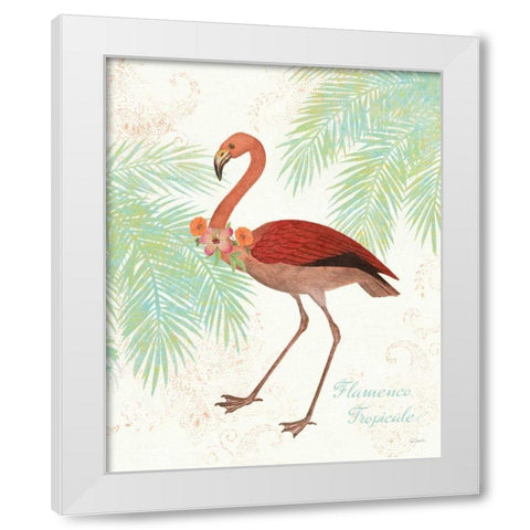 Flamingo Tropicale II White Modern Wood Framed Art Print by Schlabach, Sue