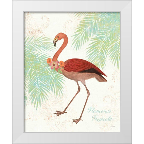 Flamingo Tropicale II White Modern Wood Framed Art Print by Schlabach, Sue