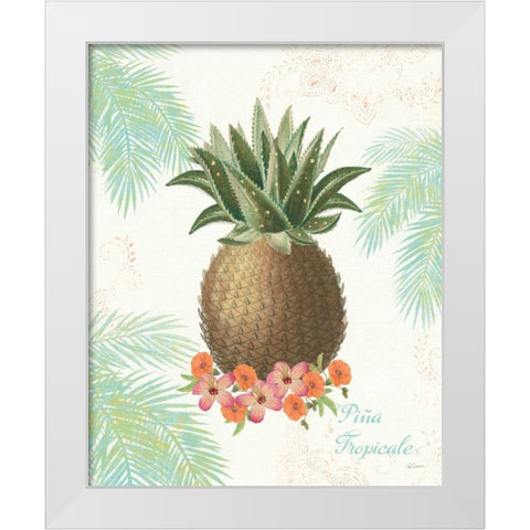 Flamingo Tropicale IV White Modern Wood Framed Art Print by Schlabach, Sue