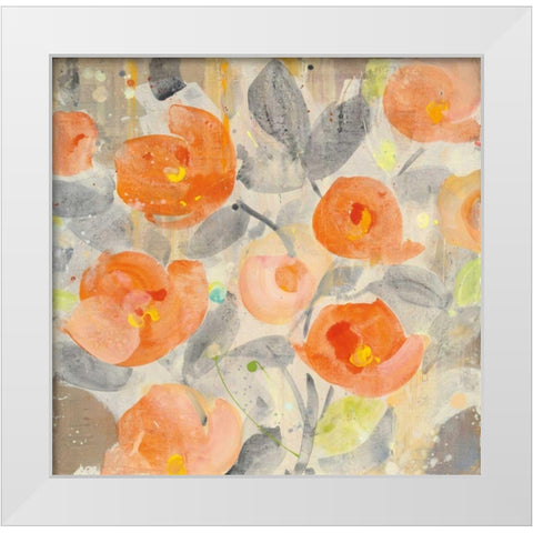 Poppy Garden I White Modern Wood Framed Art Print by Hristova, Albena