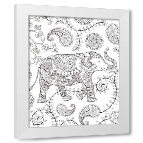 Color My World Elephant III crop White Modern Wood Framed Art Print by Daphne, Brissonnet