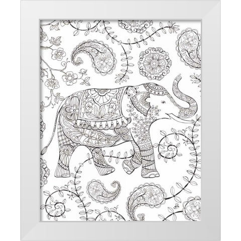 Color My World Elephant III crop White Modern Wood Framed Art Print by Daphne, Brissonnet