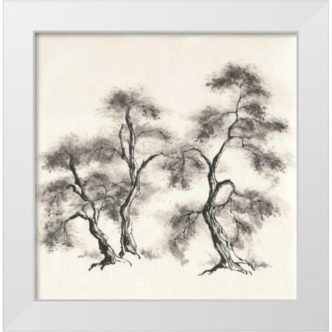 Sumi Tree III White Modern Wood Framed Art Print by Paschke, Chris