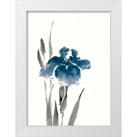 Japanese Iris III Crop Indigo White Modern Wood Framed Art Print by Paschke, Chris