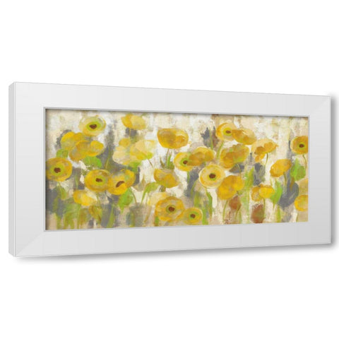 Floating Yellow Flowers I White Modern Wood Framed Art Print by Vassileva, Silvia