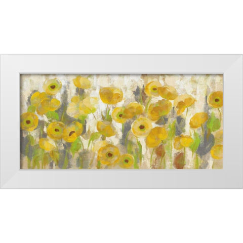 Floating Yellow Flowers I White Modern Wood Framed Art Print by Vassileva, Silvia