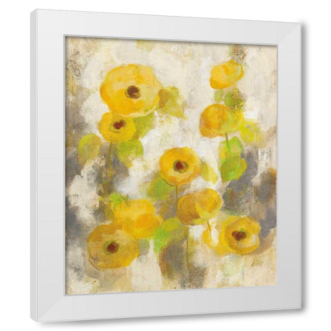 Floating Yellow Flowers II White Modern Wood Framed Art Print by Vassileva, Silvia