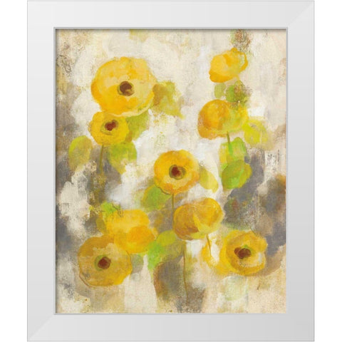 Floating Yellow Flowers II White Modern Wood Framed Art Print by Vassileva, Silvia