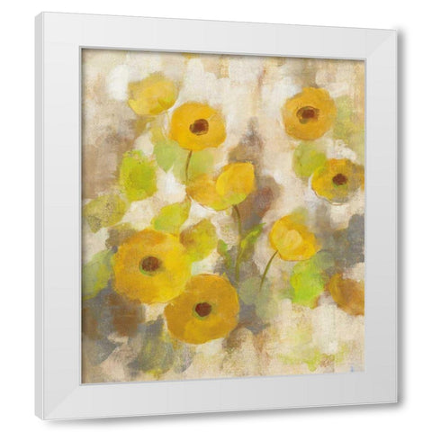 Floating Yellow Flowers III White Modern Wood Framed Art Print by Vassileva, Silvia