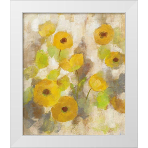 Floating Yellow Flowers III White Modern Wood Framed Art Print by Vassileva, Silvia
