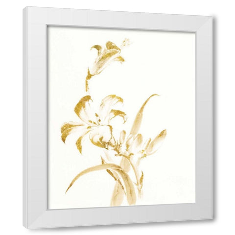 Sumi Daylily II Gold White Modern Wood Framed Art Print by Paschke, Chris