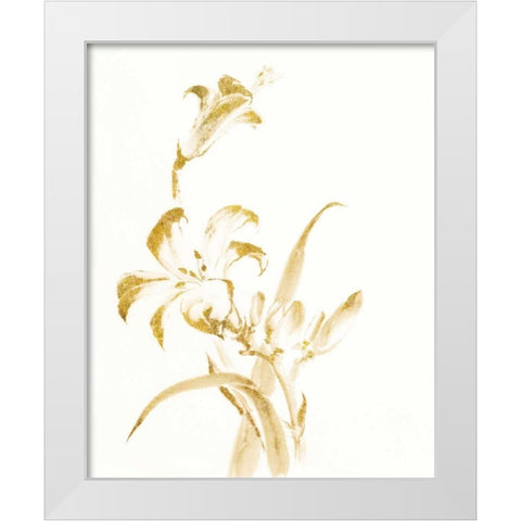 Sumi Daylily II Gold White Modern Wood Framed Art Print by Paschke, Chris