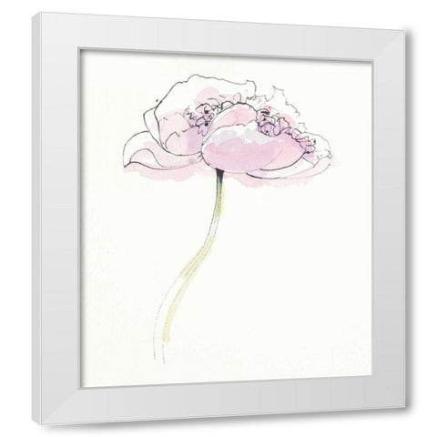 Single Pink Somniferums II on White White Modern Wood Framed Art Print by Novak, Shirley