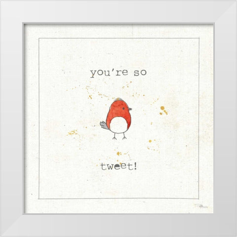 Lil Tweeties I White Modern Wood Framed Art Print by Pela Studio
