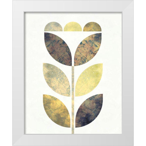 Golden Flower I White Modern Wood Framed Art Print by Mullan, Michael