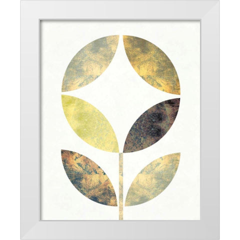 Golden Flower II White Modern Wood Framed Art Print by Mullan, Michael