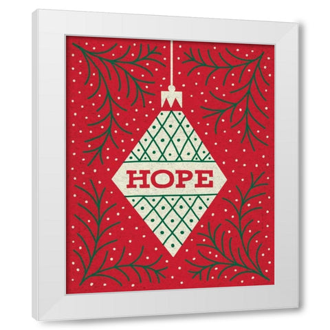 Jolly Holiday Ornaments Hope White Modern Wood Framed Art Print by Mullan, Michael
