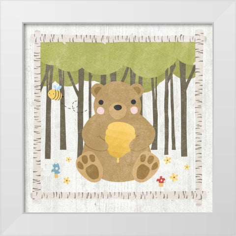 Woodland Hideaway Bear White Modern Wood Framed Art Print by Hershey, Moira