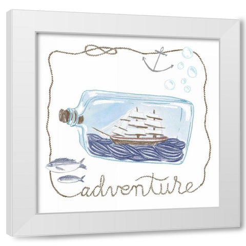 Ship in a Bottle Adventure White Modern Wood Framed Art Print by Zieve Miller, Sara
