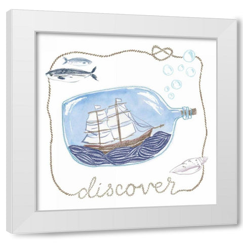 Ship in a Bottle Discover White Modern Wood Framed Art Print by Zieve Miller, Sara
