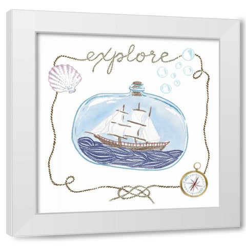 Ship in a Bottle Explore White Modern Wood Framed Art Print by Zieve Miller, Sara