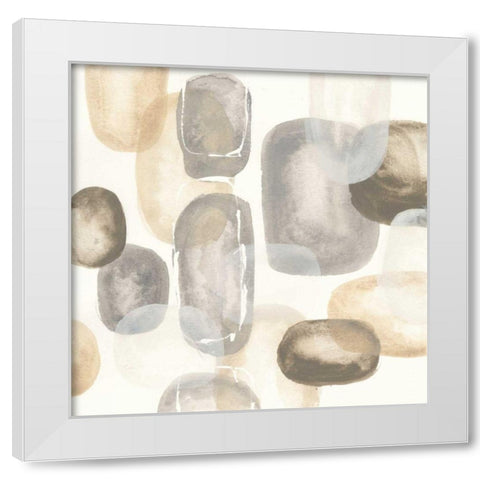 Neutral Stones I White Modern Wood Framed Art Print by Paschke, Chris