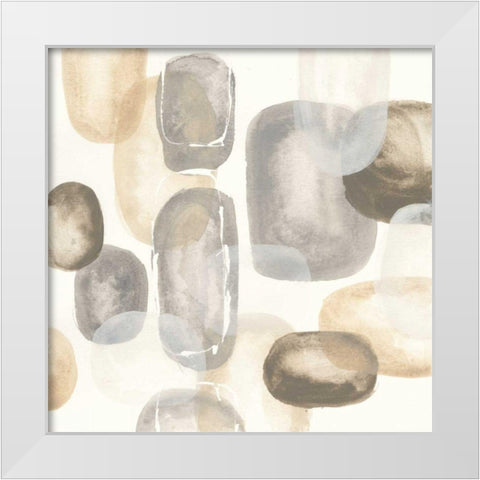 Neutral Stones I White Modern Wood Framed Art Print by Paschke, Chris