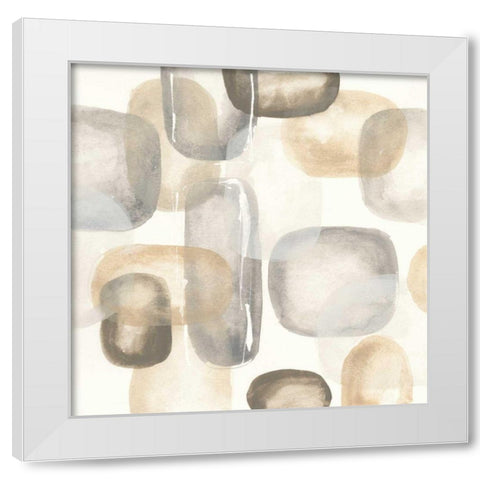 Neutral Stones II White Modern Wood Framed Art Print by Paschke, Chris