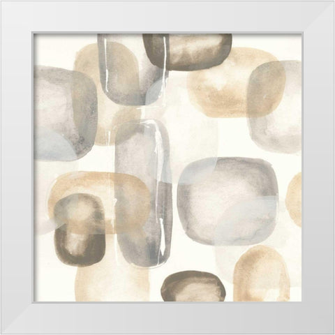 Neutral Stones II White Modern Wood Framed Art Print by Paschke, Chris