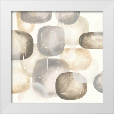 Neutral Stones III White Modern Wood Framed Art Print by Paschke, Chris