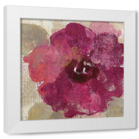Elegant Fresco Floral Gold Flower III White Modern Wood Framed Art Print by Vassileva, Silvia
