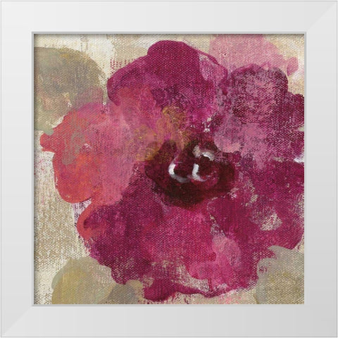 Elegant Fresco Floral Gold Flower III White Modern Wood Framed Art Print by Vassileva, Silvia