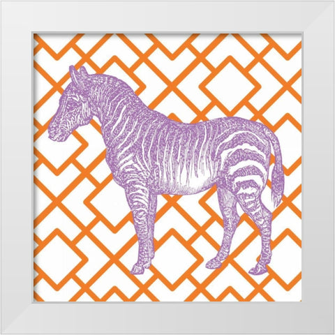 Bright Menagerie Zebra White Modern Wood Framed Art Print by Wild Apple Portfolio
