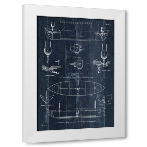 Boat Launching Blueprint II White Modern Wood Framed Art Print by Wild Apple Portfolio