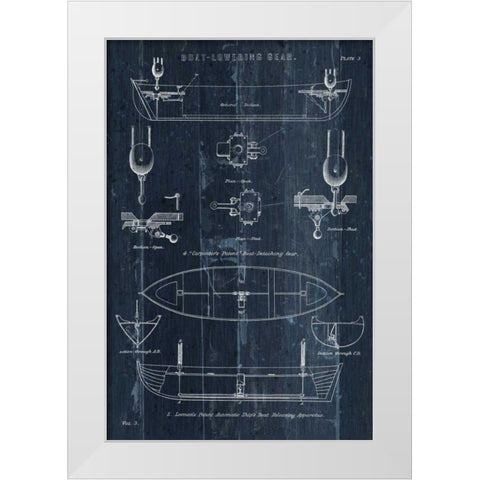 Boat Launching Blueprint II White Modern Wood Framed Art Print by Wild Apple Portfolio