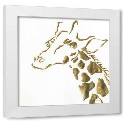 Gilded Giraffe White Modern Wood Framed Art Print by Paschke, Chris