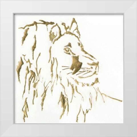 Gilded Lion White Modern Wood Framed Art Print by Paschke, Chris