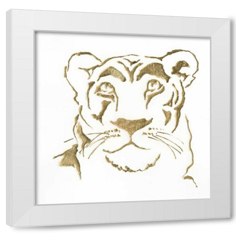 Gilded Lioness White Modern Wood Framed Art Print by Paschke, Chris