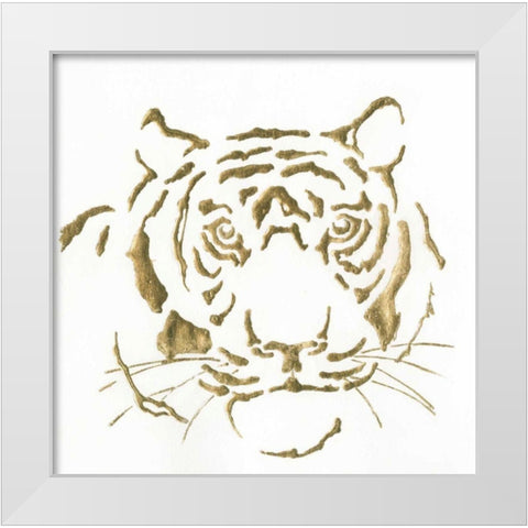 Gilded Tiger White Modern Wood Framed Art Print by Paschke, Chris