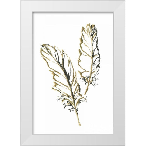 Gilded Barn Owl Feather White Modern Wood Framed Art Print by Paschke, Chris