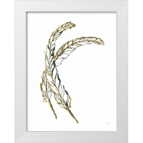 Gilded Hackles Feather White Modern Wood Framed Art Print by Paschke, Chris