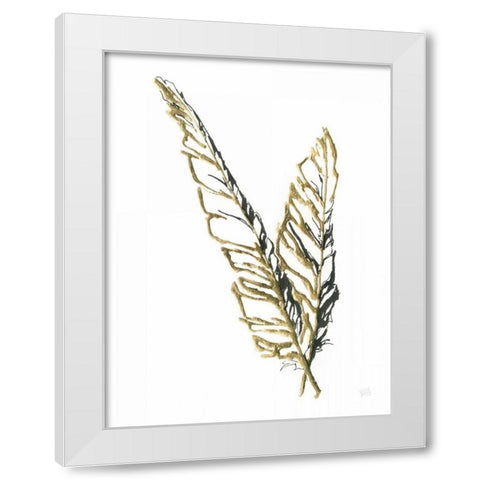 Gilded Raven Feather White Modern Wood Framed Art Print by Paschke, Chris