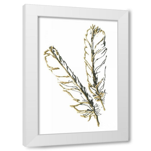 Gilded Red Tailed Hawk Feather White Modern Wood Framed Art Print by Paschke, Chris
