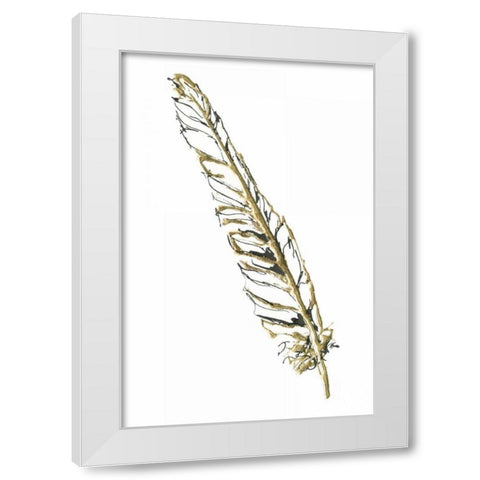 Gilded Swan Feather I White Modern Wood Framed Art Print by Paschke, Chris