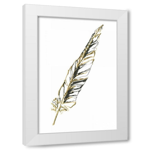 Gilded Swan Feather II White Modern Wood Framed Art Print by Paschke, Chris