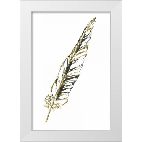 Gilded Swan Feather II White Modern Wood Framed Art Print by Paschke, Chris