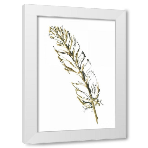 Gilded Turkey Feather II White Modern Wood Framed Art Print by Paschke, Chris